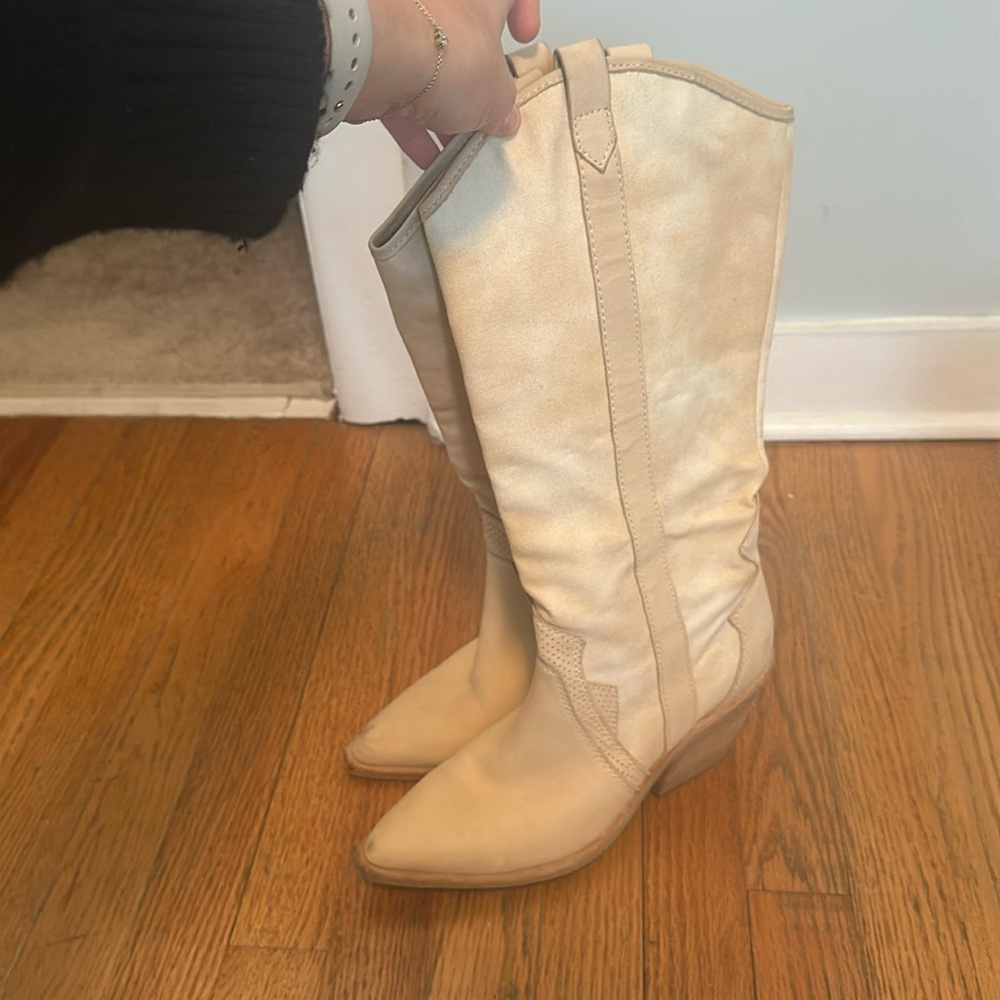 Dolce vita cream cowboy boots